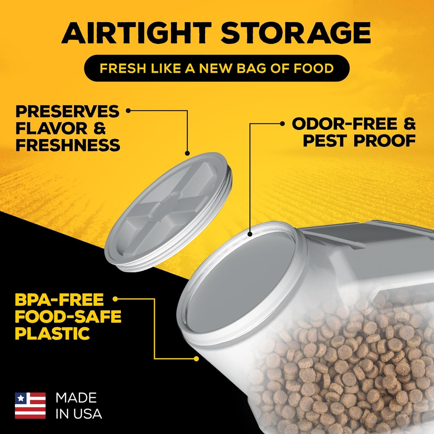 Vittles Vault Pet Food Storage Containers - Sealed Dog and Cat Food Storage Container, Fits up to 80Lbs, Made in the USA - [14" L X 28" H]