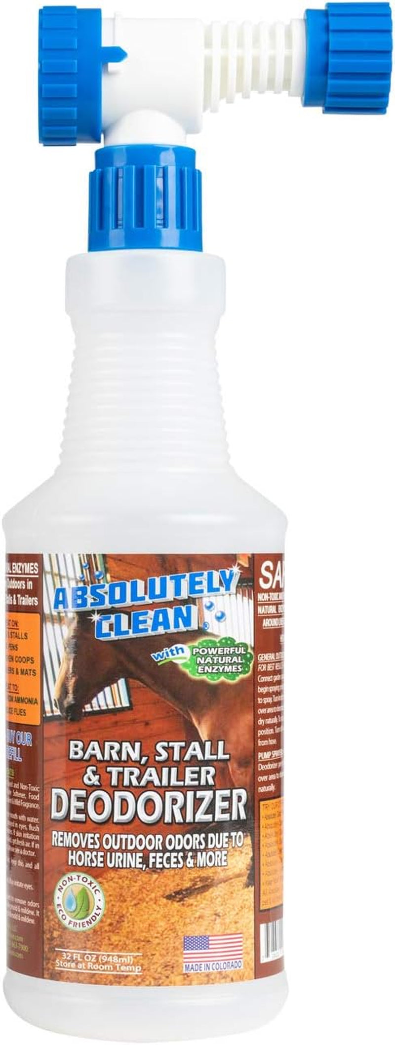Barn, Stall, or Horse Trailer Deodorizer, Natural-Based Cleaning Spray (32Oz)