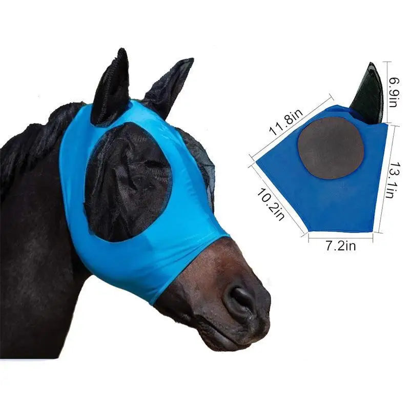1Pc Anti-Fly Mesh Equine Mask Horse Mask Stretch Bug Eye Horse Fly Mask with Covered Ears Horse Fly Mask Long Nose with Ears