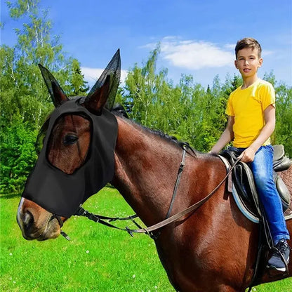 1Pc Anti-Fly Mesh Equine Mask Horse Mask Stretch Bug Eye Horse Fly Mask with Covered Ears Horse Fly Mask Long Nose with Ears