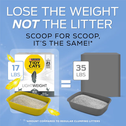 Lightweight 4-In-1 Strength Multi-Cat, Odor Control, Clumping, 99.9 Percent Dust Free Cat Litter - 17 Lb. Box