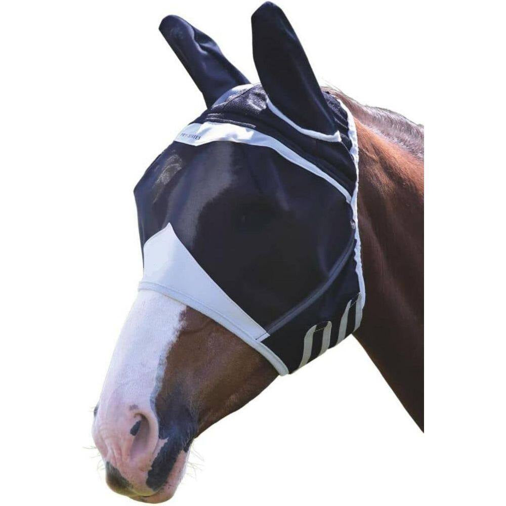 Mesh Horse Equine Fly Mask with Ears UV Protection, Full in Black
