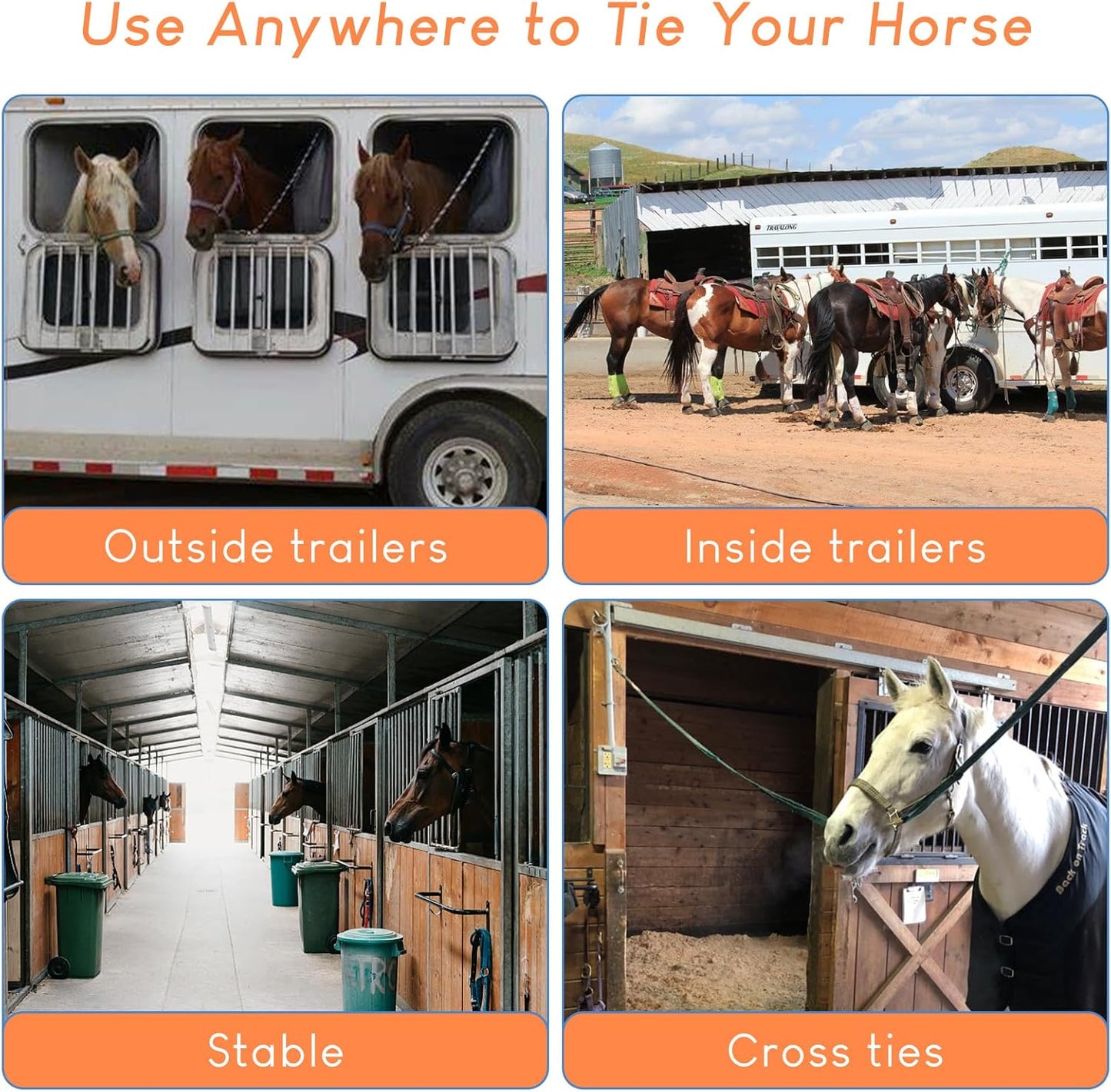 Horse Tie Ring, 4 Sets Horse Tack and Supplies, Stainless Steel Safe Horse Acces