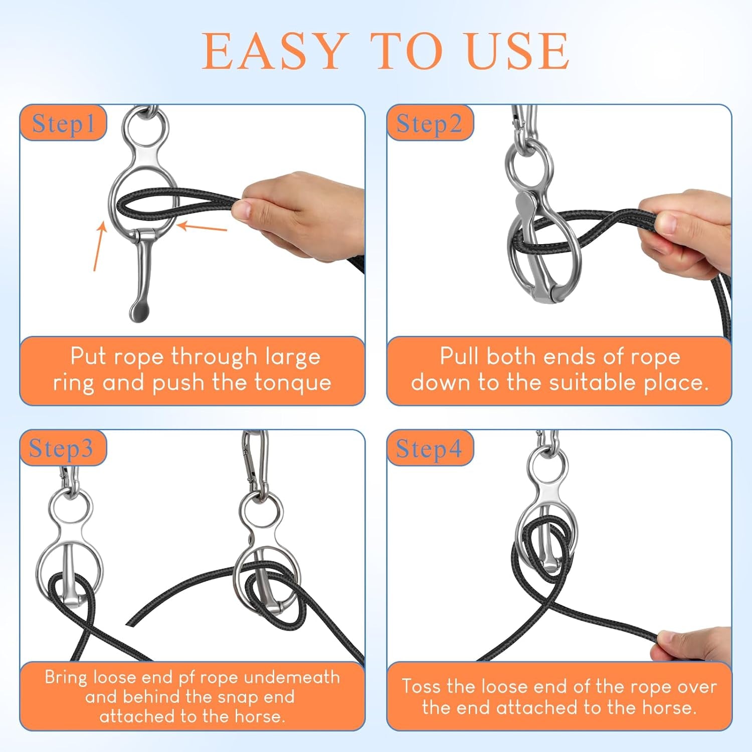 Horse Tie Ring, 4 Sets Horse Tack and Supplies, Stainless Steel Safe Horse Acces